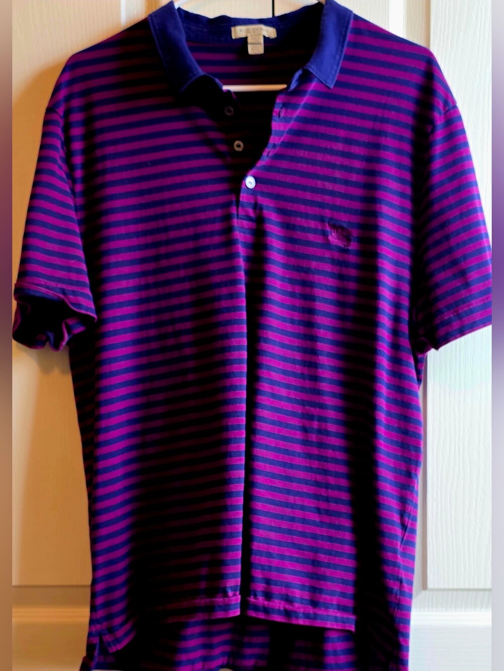 Burberry Brit Men's XXL Purple And Blue Stripwd Polo